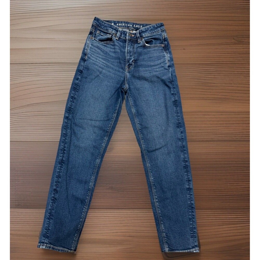 American Eagle High-Waisted Stretch Mom Jeans - Dark Wash Size 2 Regular